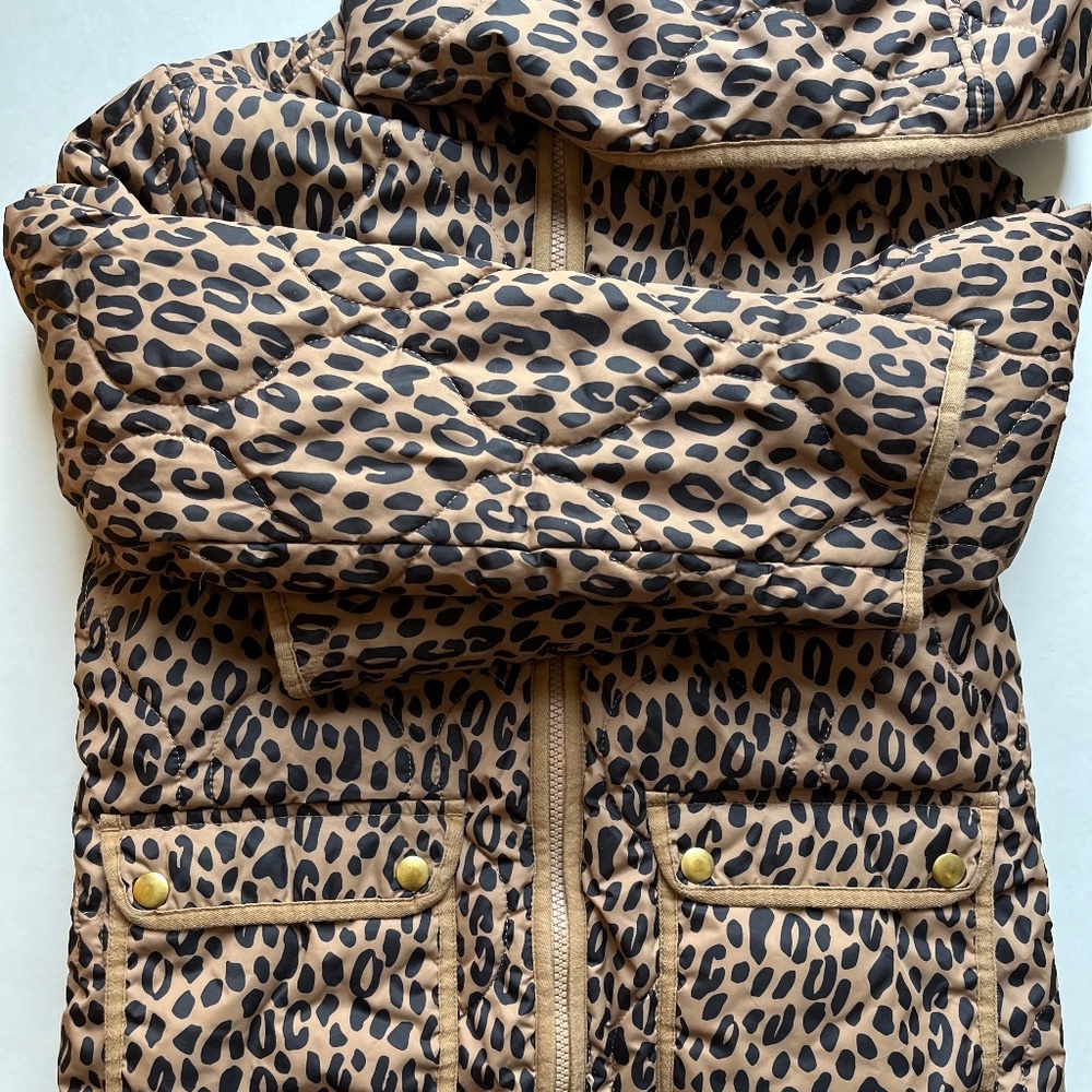 J.Crew Kids Leopard Print Hooded Reversible Coat | Size L
